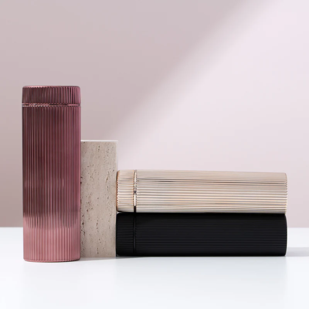 Lucia Gray Stylish Pill Box  |  Black - Wild Berry - Champagne Gold