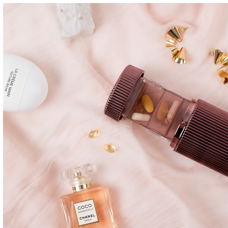 Lucia Gray Stylish Pill Box  |  Black - Wild Berry - Champagne Gold