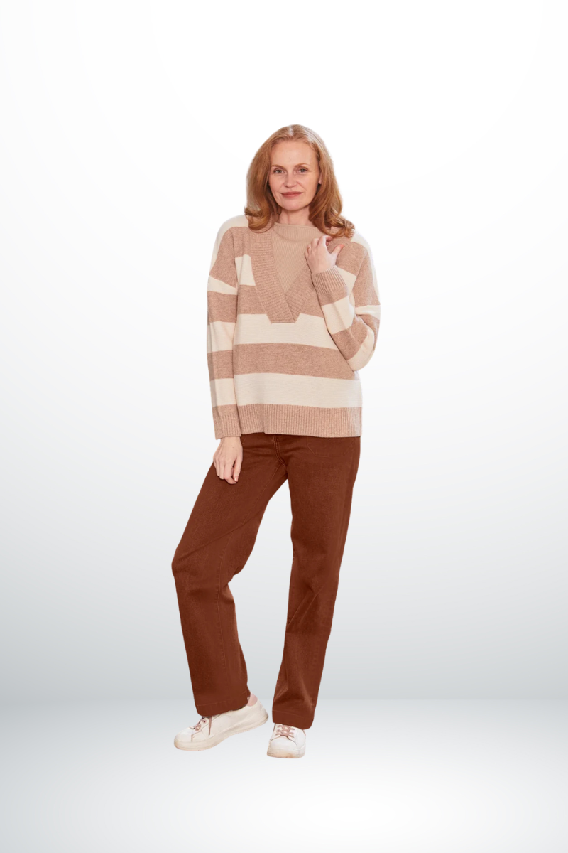 Front view of the Batten Jean by Ivy Vibe, featuring Cord Spice Color, flattering fit, and versatile style perfect for everyday wear.