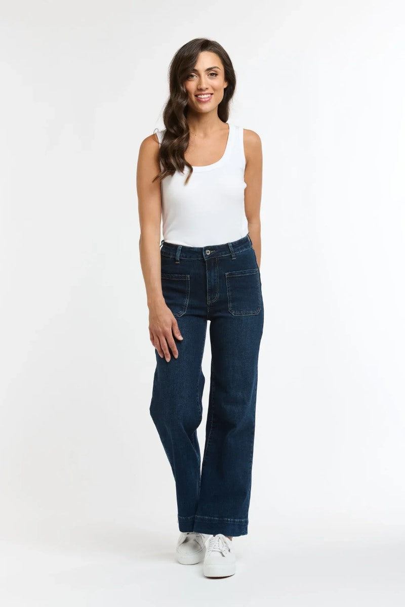 Front view of the Bobbi Jeans by Ivy Vibe in denim, featuring a flattering fit, classic design, and versatile style perfect for everyday or dressed-up looks.