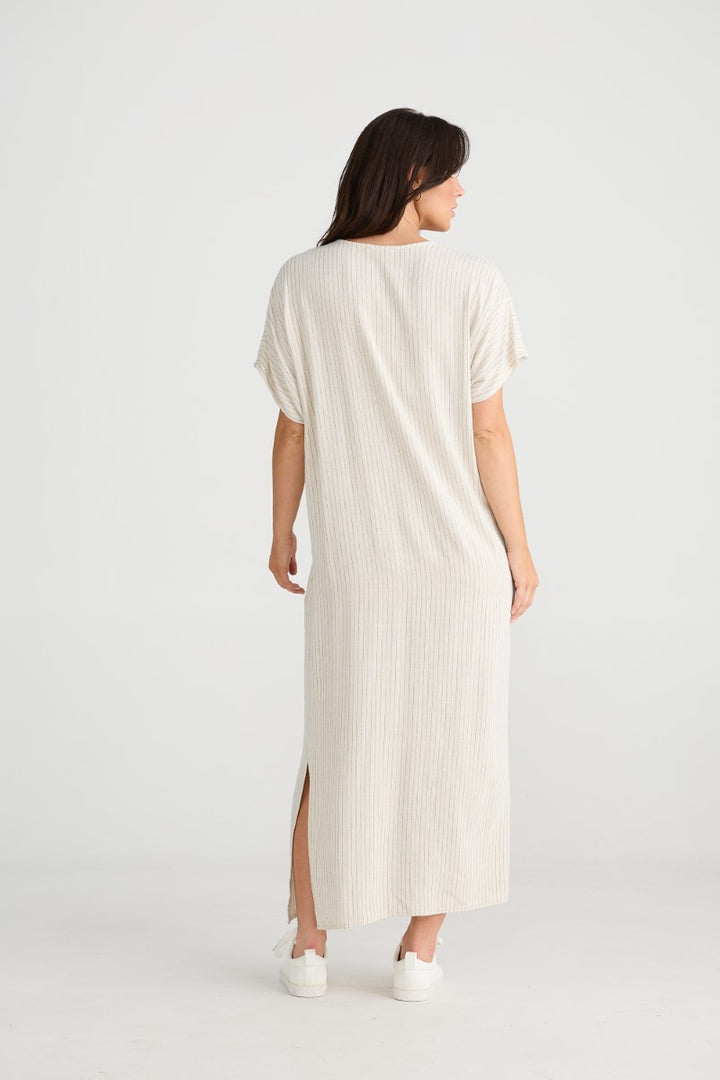 Brave + True Portsea Kaftan | Natural Pinstripe