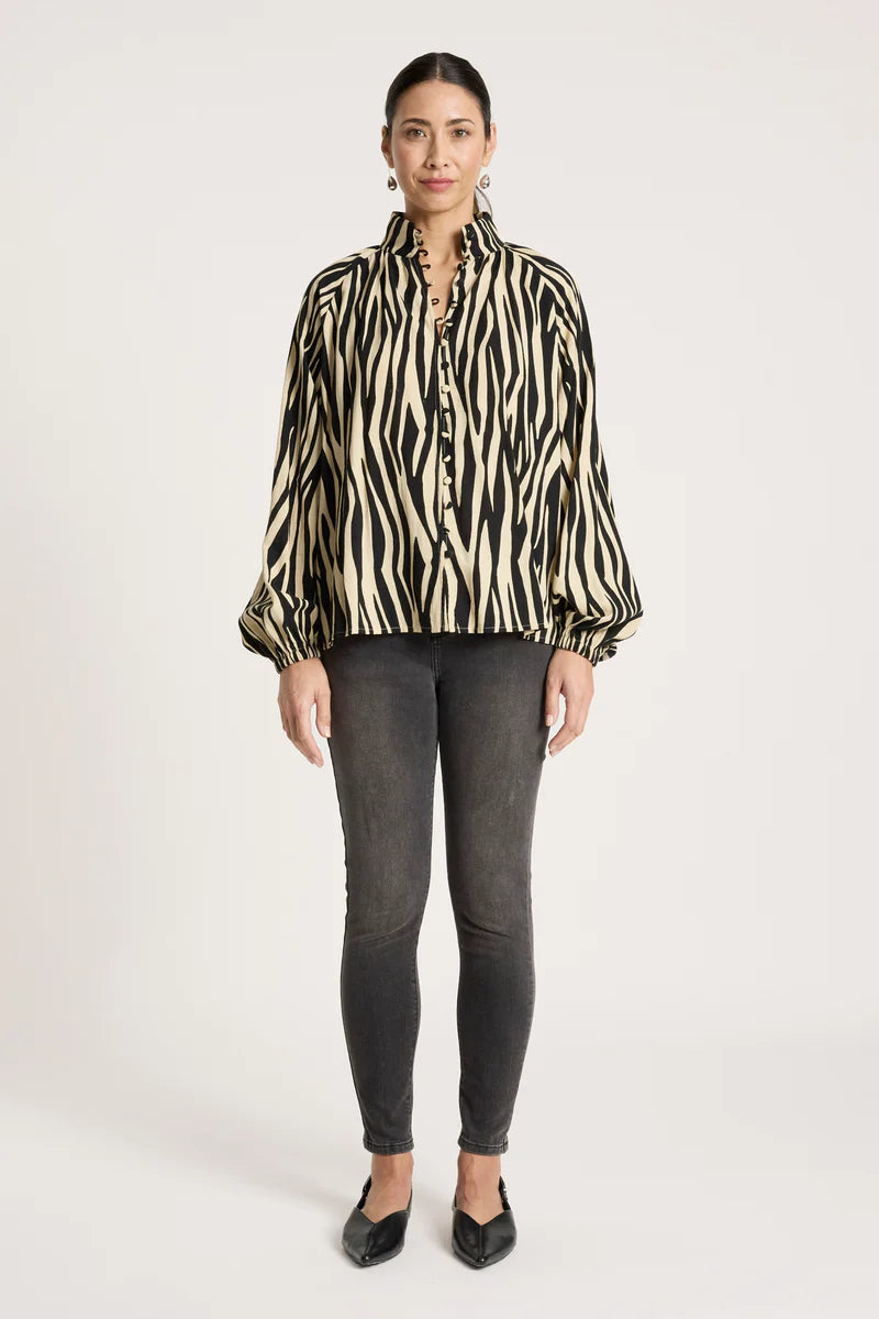woman wearing Bajau Button Shirt in Savanna