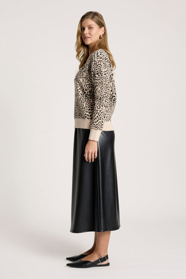 woman wearing Eb & Ive Zala Jumper in Nomad