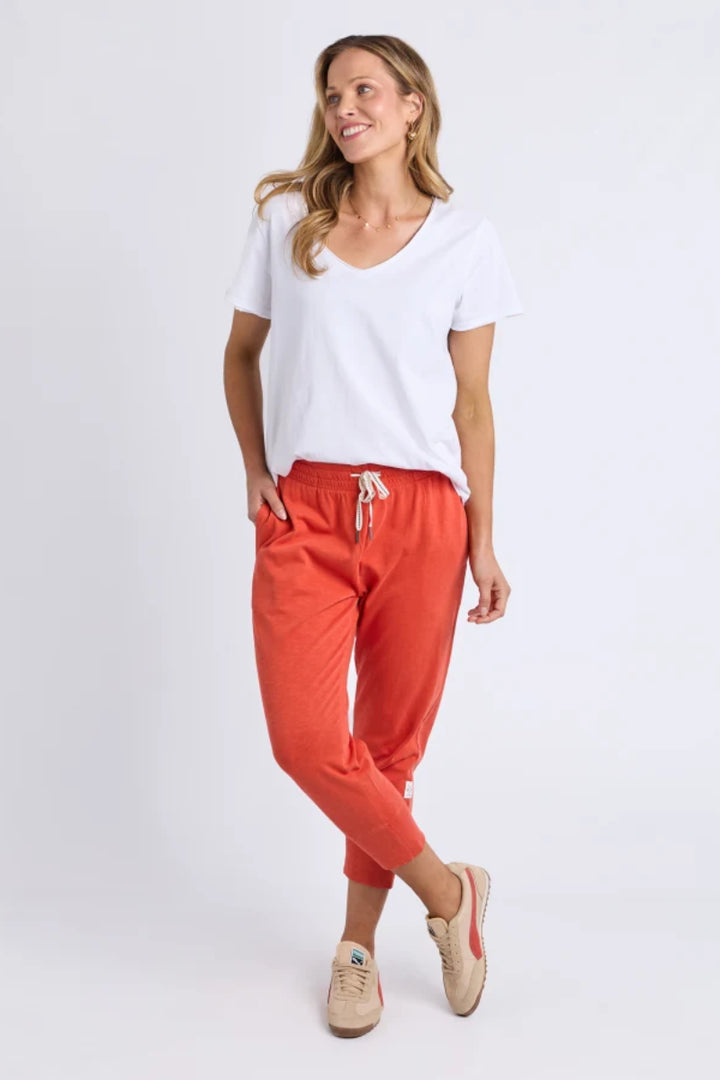 woman wearing Elm Brunch Pant in Burnt Orange