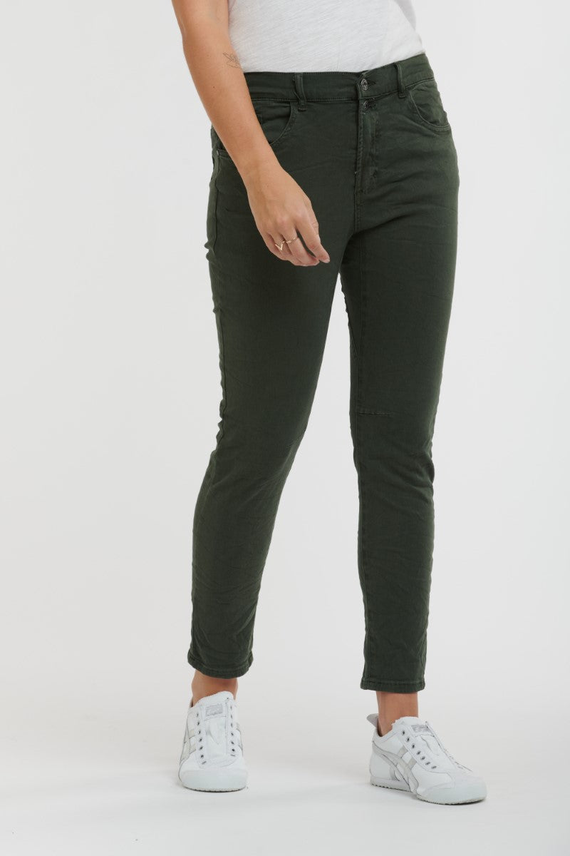 Alternate front view of the Emma Jean in Military by Ivy Vibe, showcasing its flattering fit, classic design, and versatile style for effortless everyday wear
