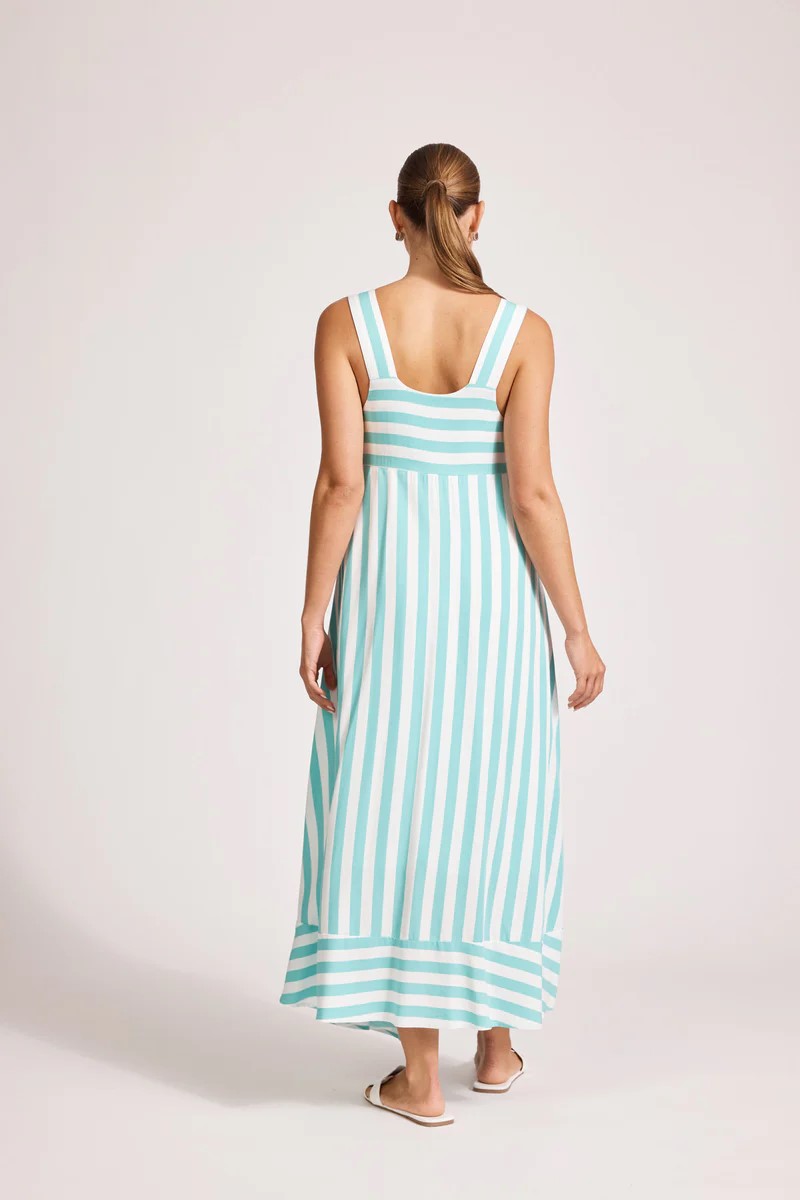 Treville Maxi Tank Dress | Aqua Stripe