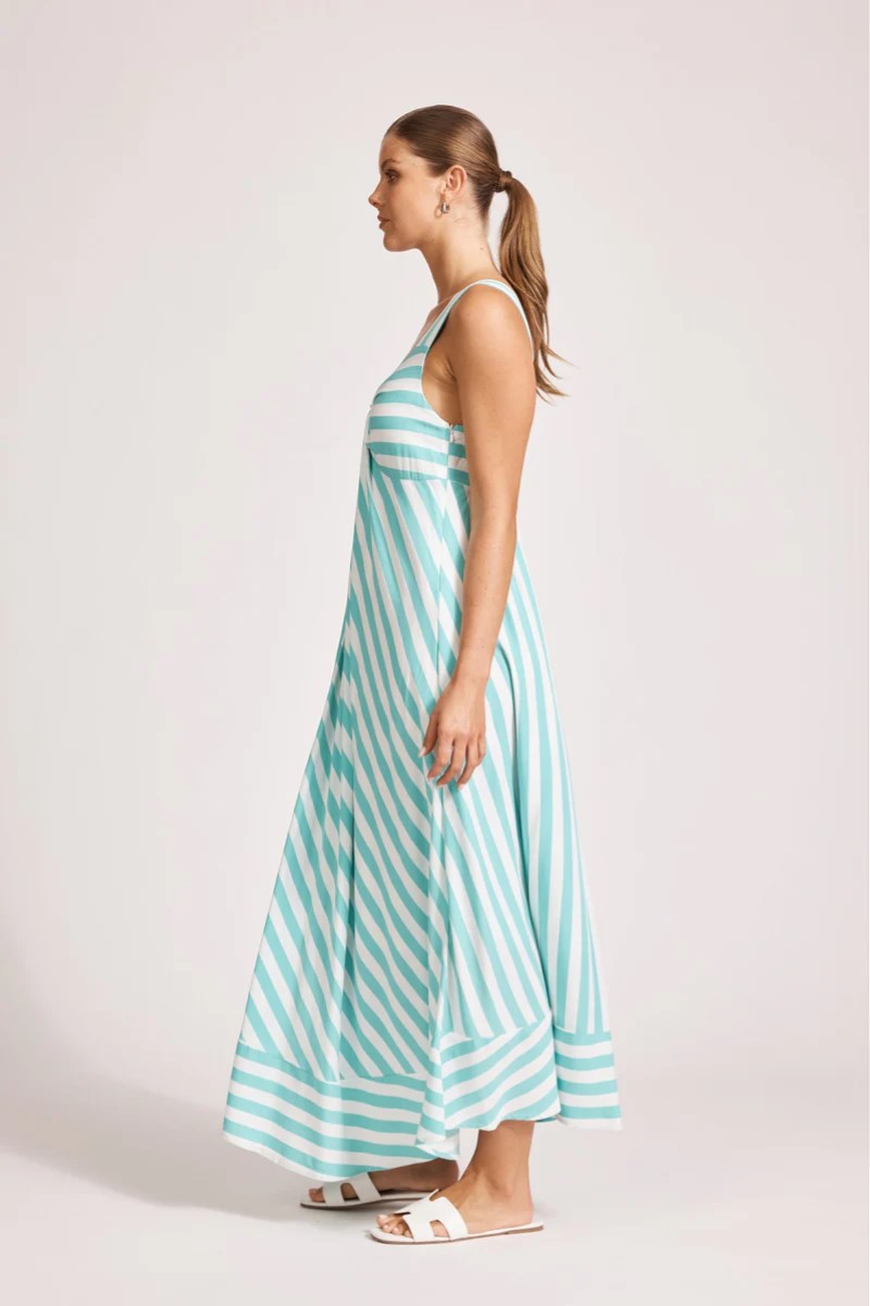 Treville Maxi Tank Dress | Aqua Stripe