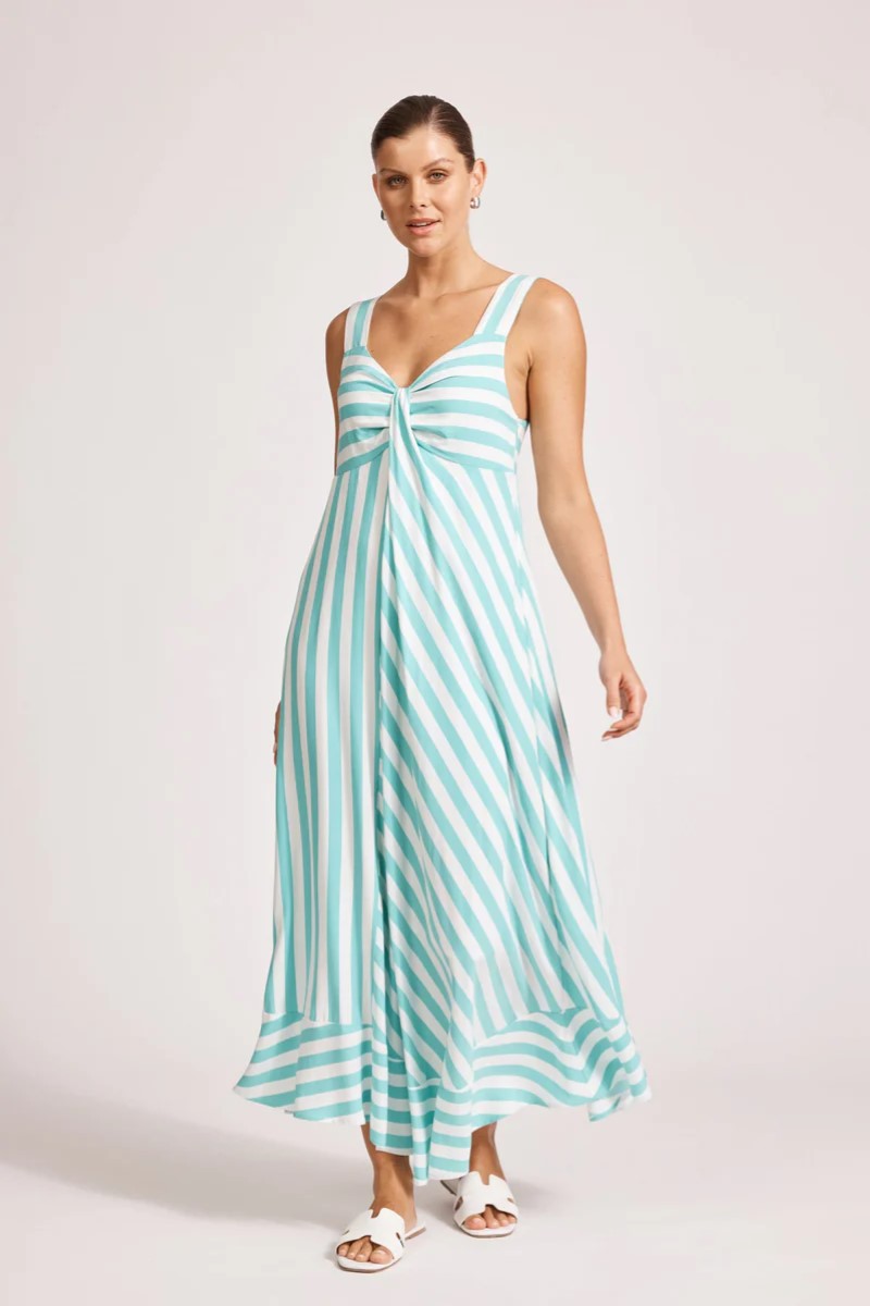 Treville Maxi Tank Dress | Aqua Stripe