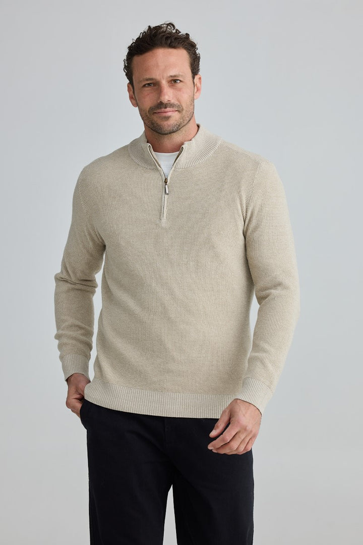 Fossick Butler Zip Knit | Oatmeal