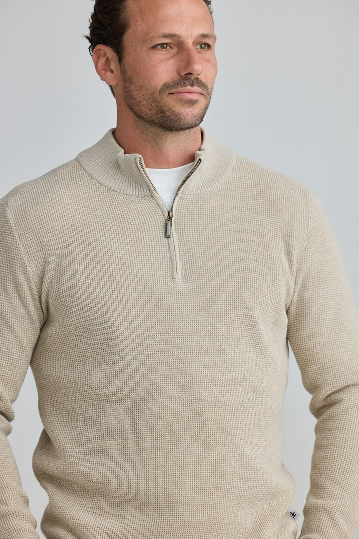 Fossick Butler Zip Knit | Oatmeal