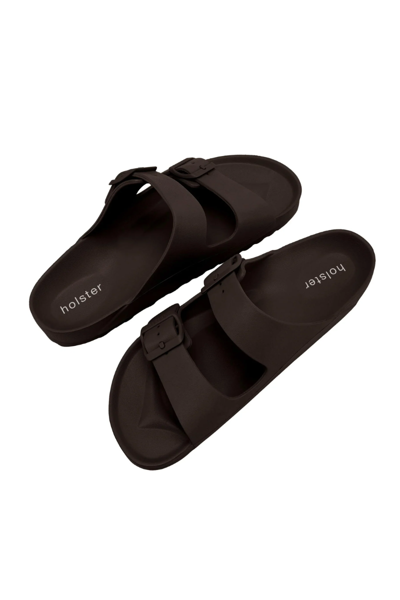 Pair of black sandals with &