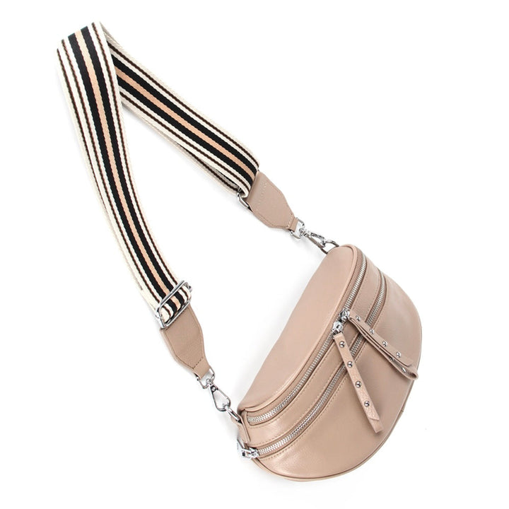 Voyager Bag in toffee with silver hardware from Ivy Vibe, featuring a structured design, top handles, and an adjustable shoulder strap.