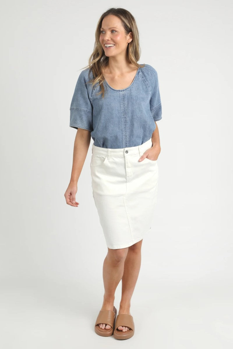 Belle Denim Skirt | Vintage White