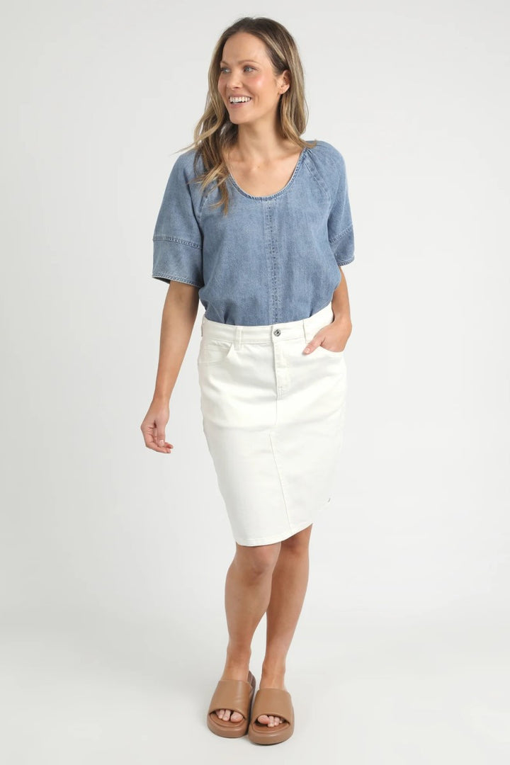 Belle Denim Skirt | Vintage White