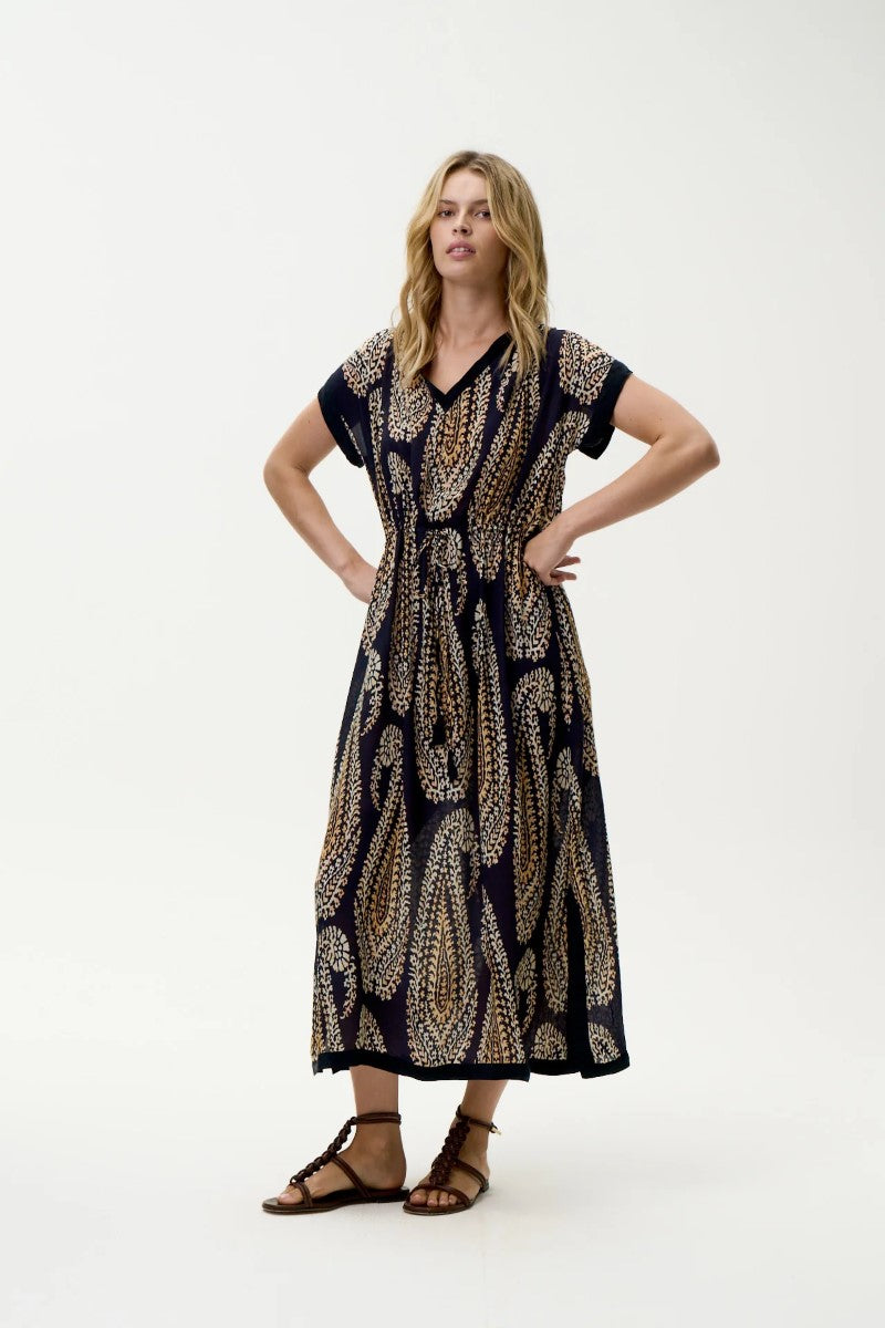 Sammi Dress | Navy Paisley