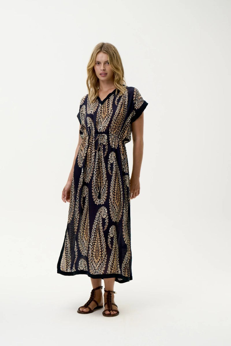 Sammi Dress | Navy Paisley