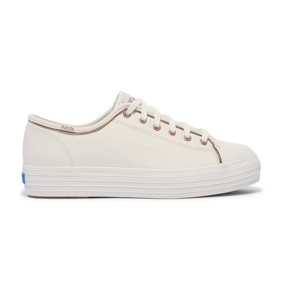 Keds Triple Kick Leather Shoes White Rose Gold Ivy Vibe Boutique