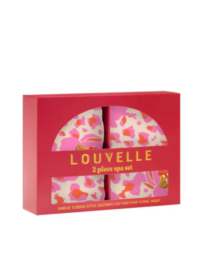 Louvelle 2-piece spa set in a red box with floral design