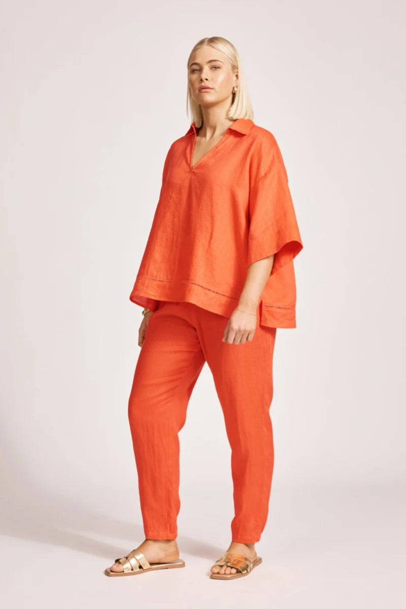 Miramar Collared Top | Coral