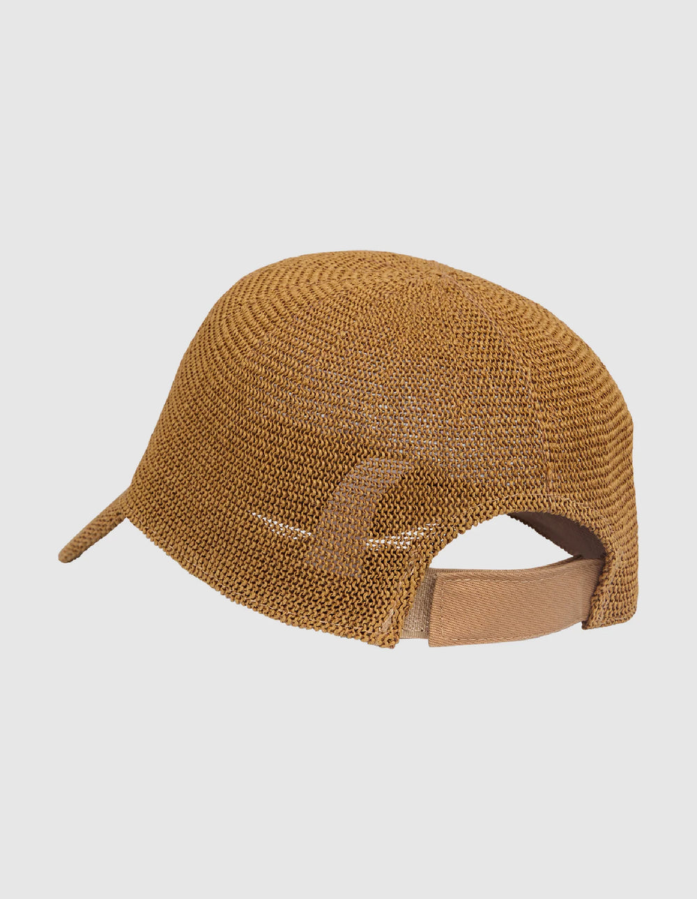 Brown woven cap on a light gray background