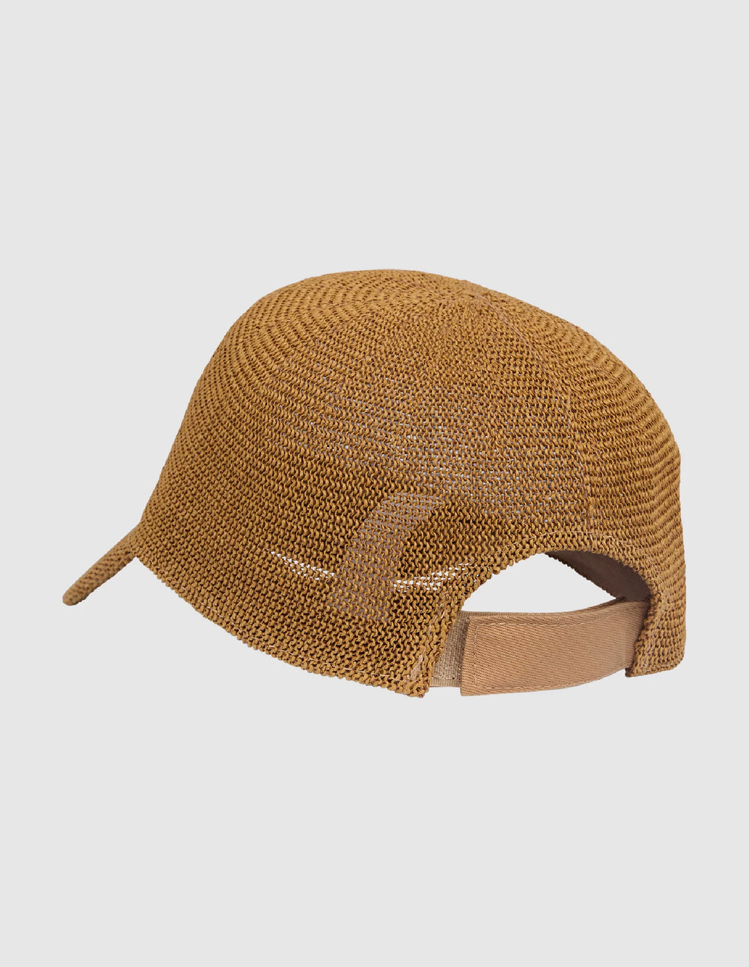 Brown woven cap on a light gray background