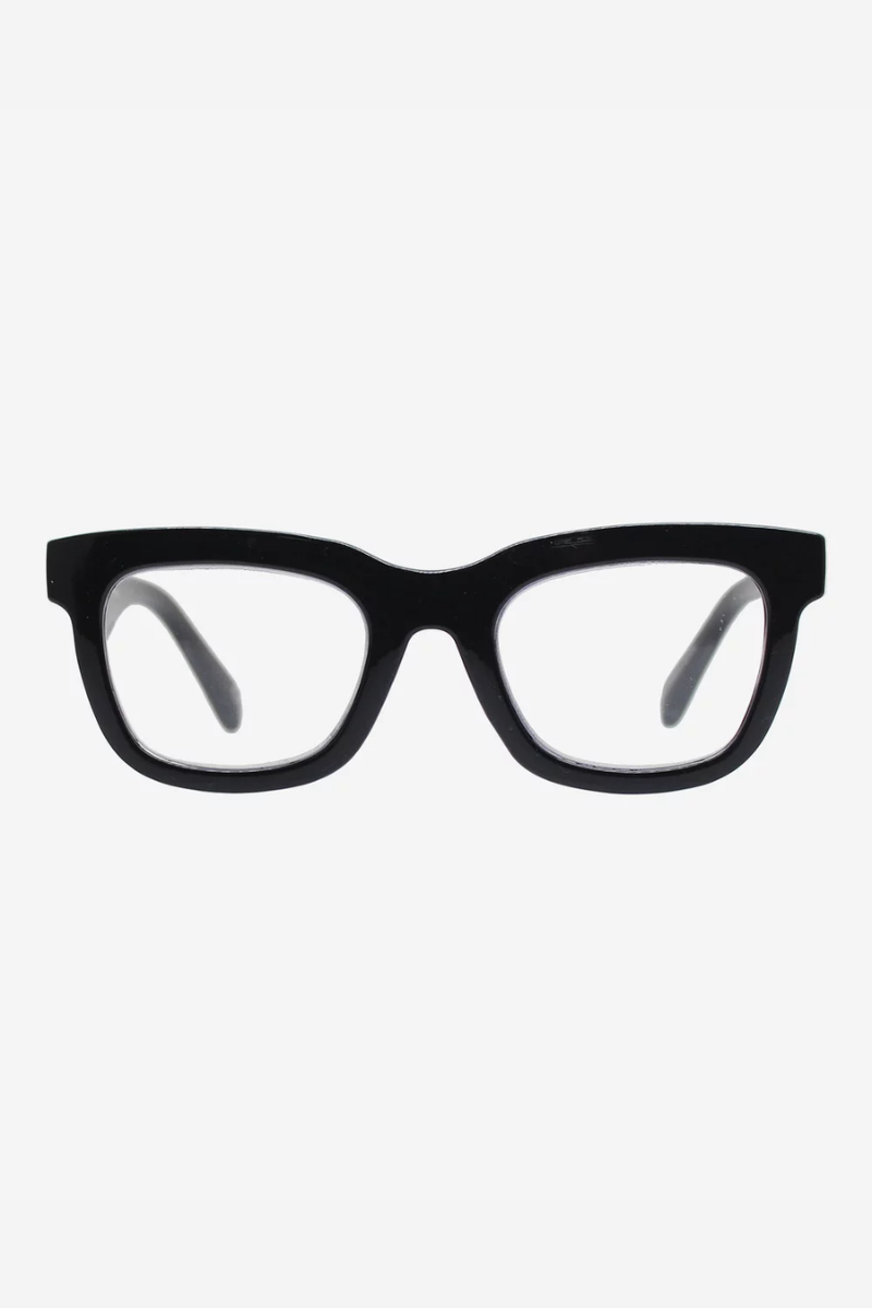 Black eyeglasses on a white background
