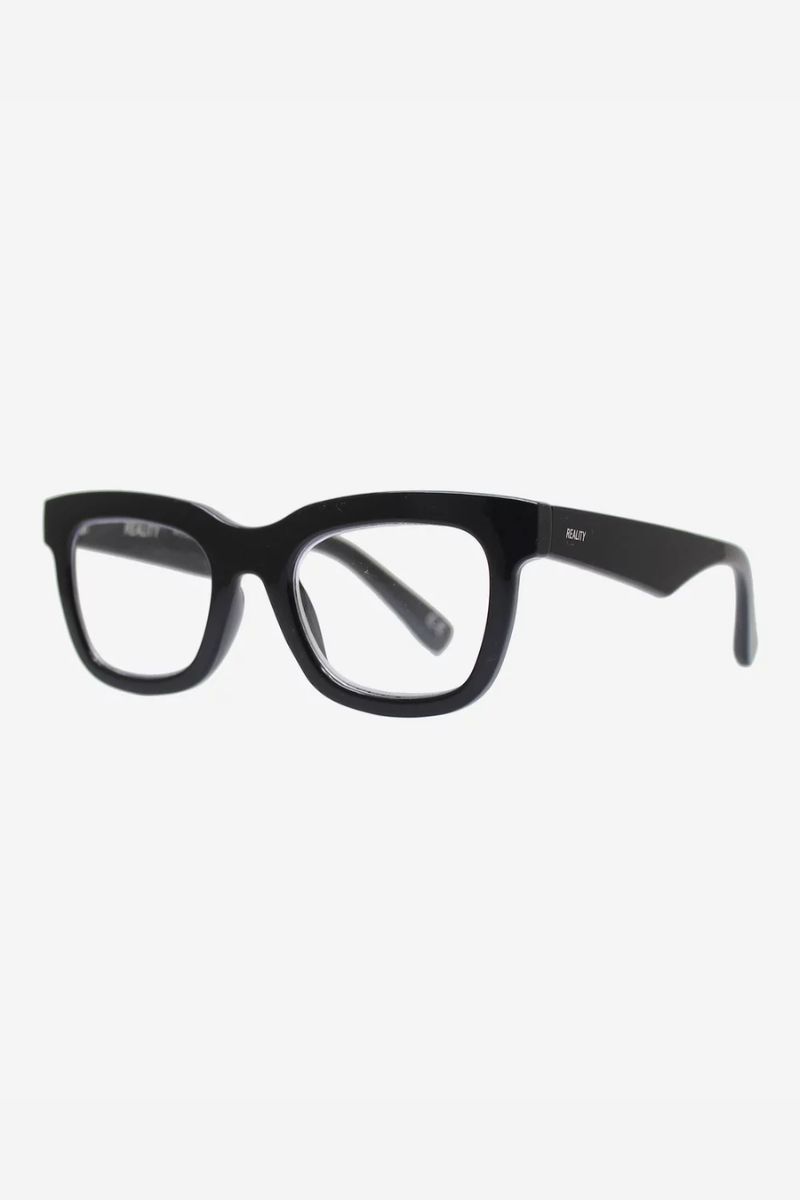 Black eyeglasses on a white background
