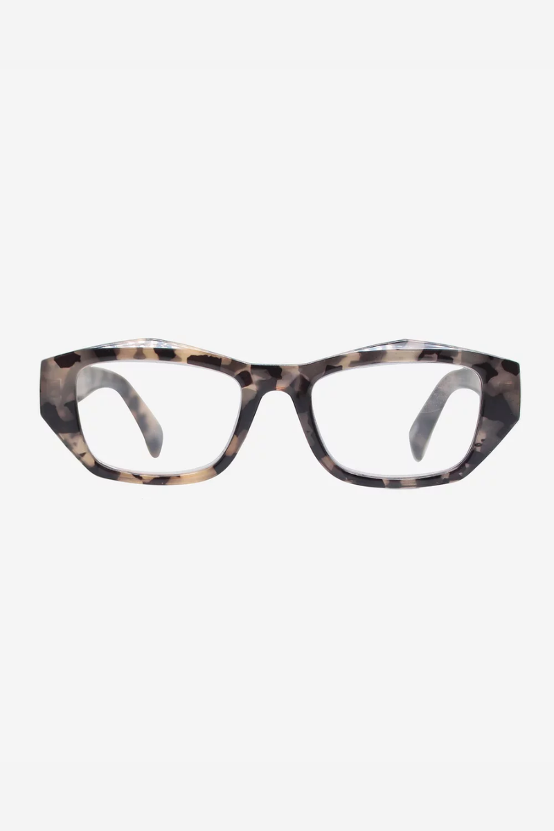 Tortoiseshell eyeglasses on a white background
