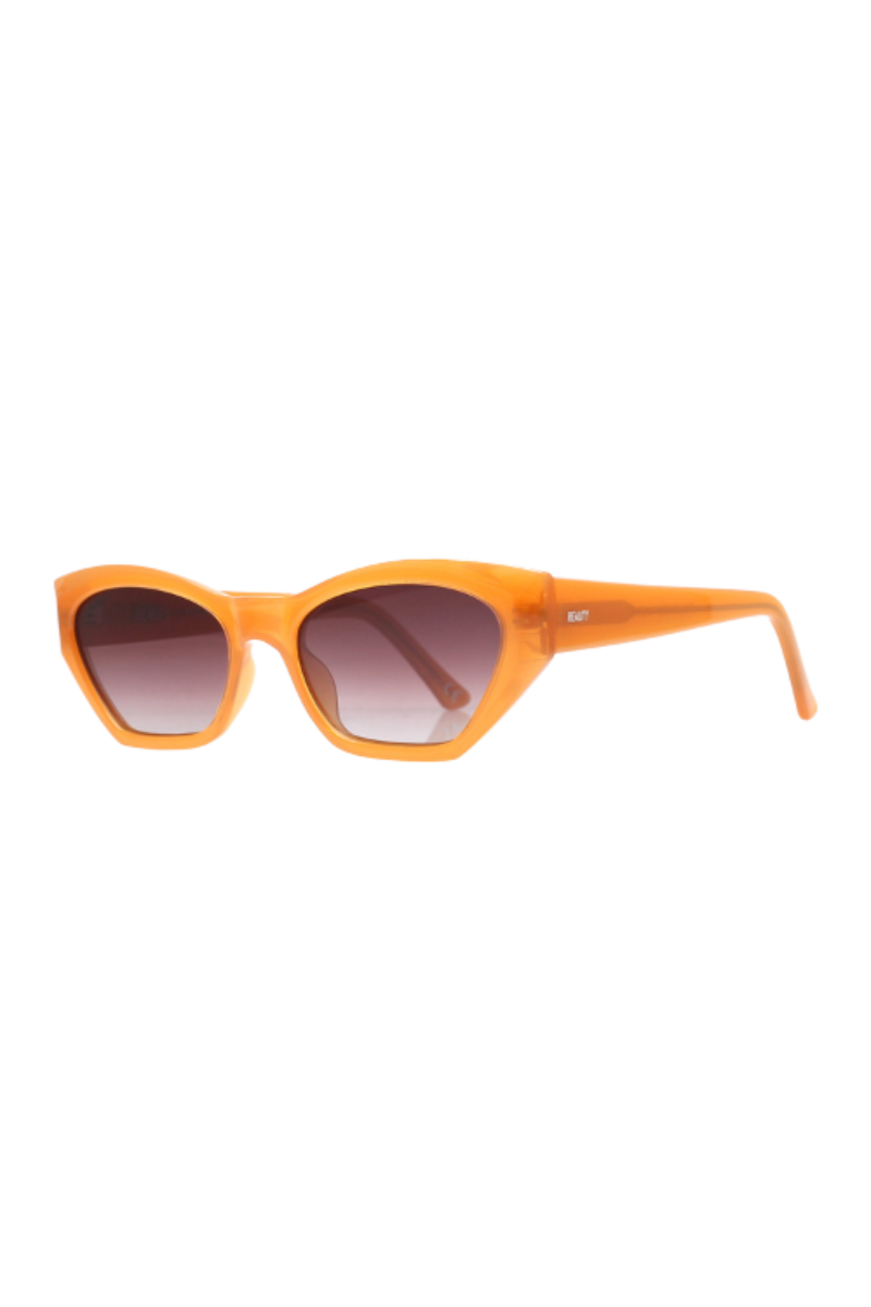 Orange sunglasses with a white background