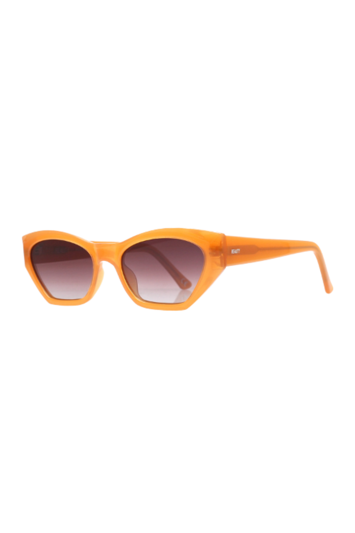 Orange sunglasses with a white background