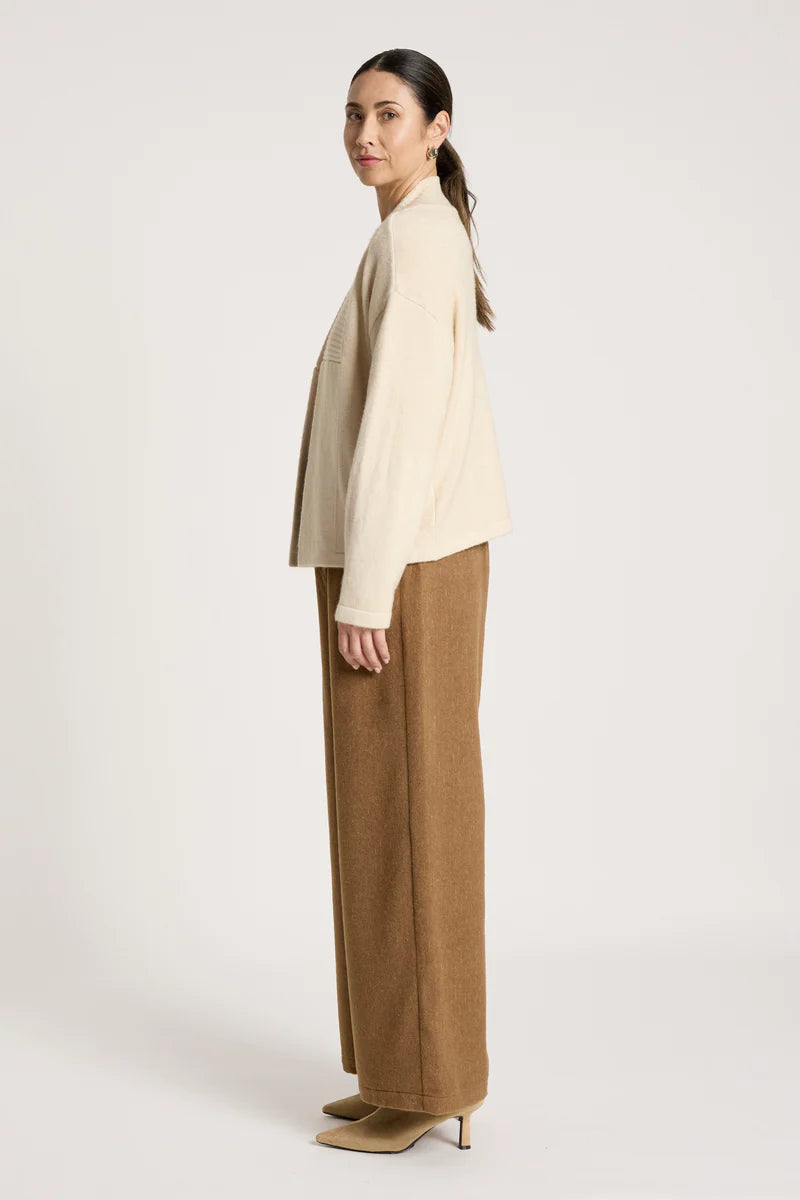 woman wearing Samira Crop Cardigan in Bisque