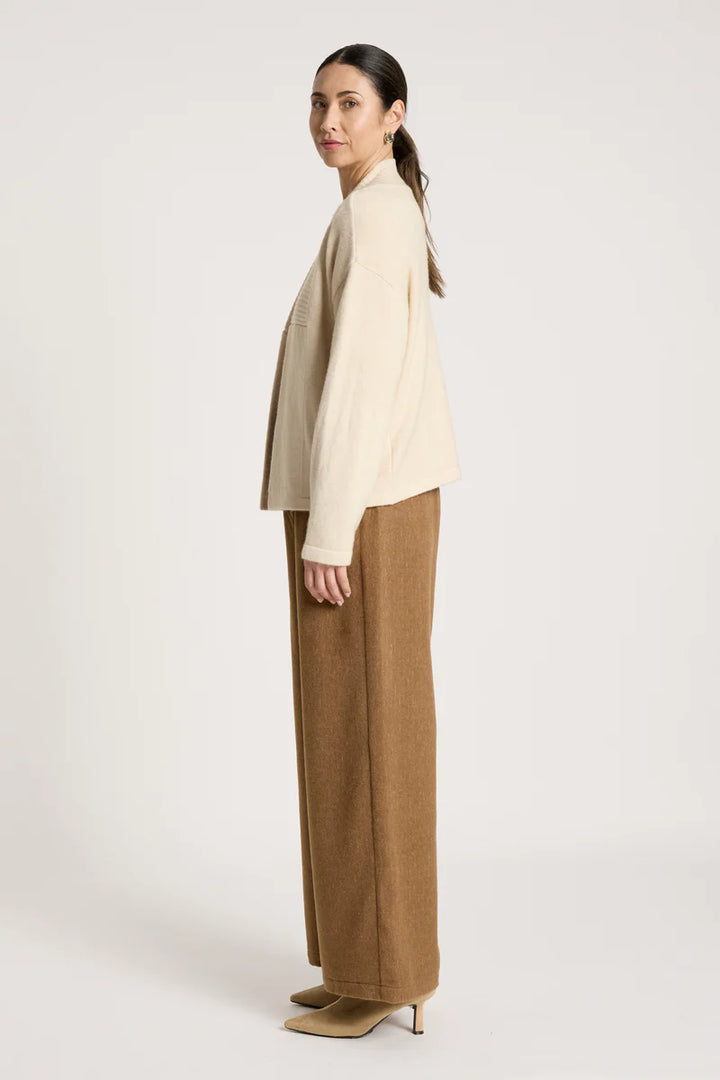 woman wearing Samira Crop Cardigan in Bisque