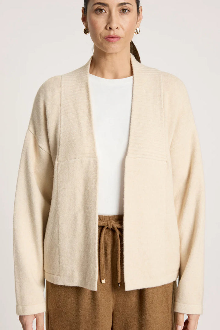 woman wearing Samira Crop Cardigan in Bisque
