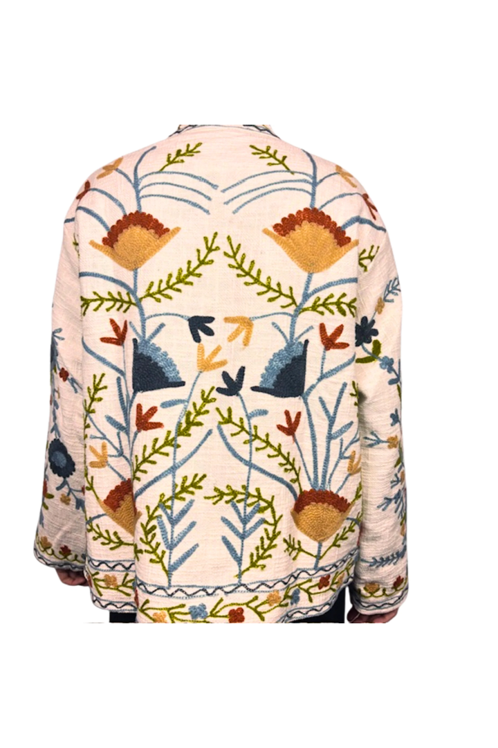 Floral patterned jacket on a white background