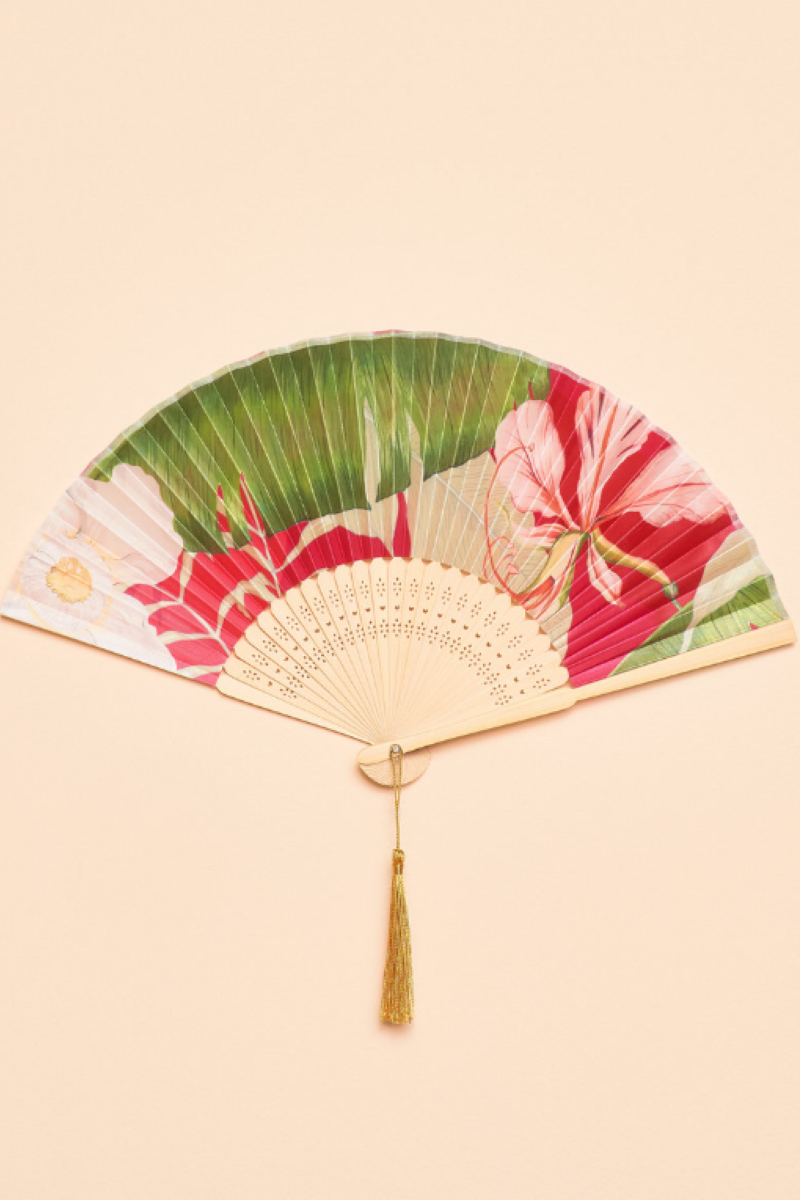 Powder Satin Hand Fan