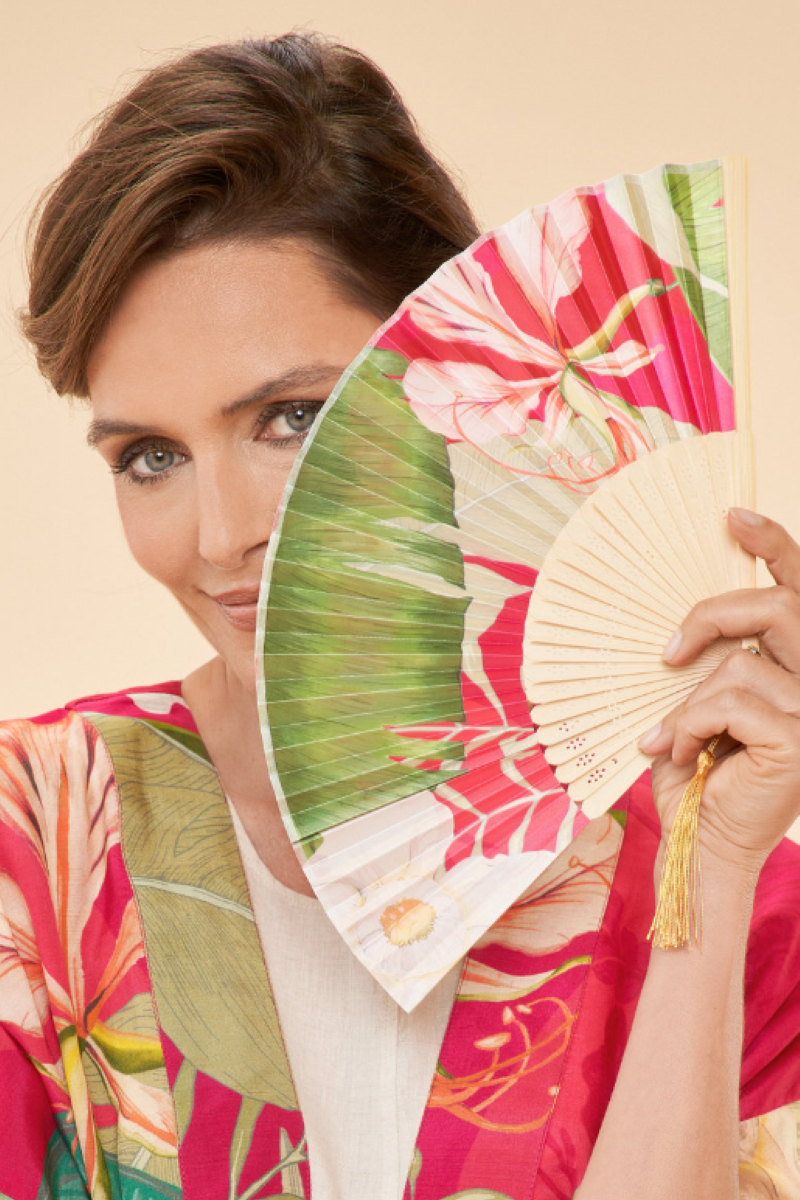 Powder Satin Hand Fan