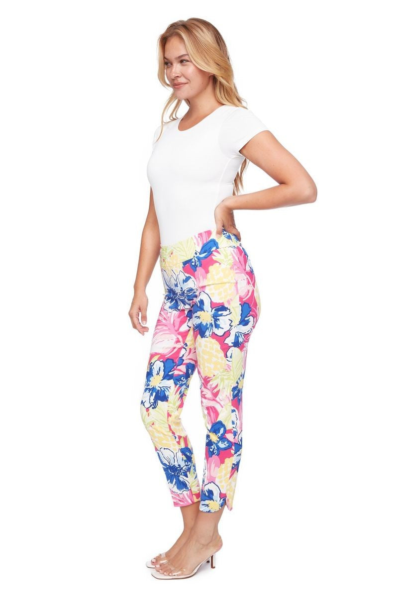 Side view of the Techno Petal Pant in Maui from Ivy Vibe Boutique, highlighting the sleek fit and stylish petal design