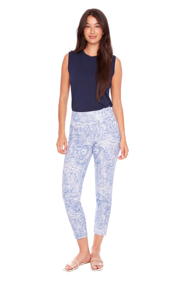 Front view of the Textured Techno Pant in Santorini from Ivy Vibe Boutique, featuring a modern fit and sleek, contemporary design.