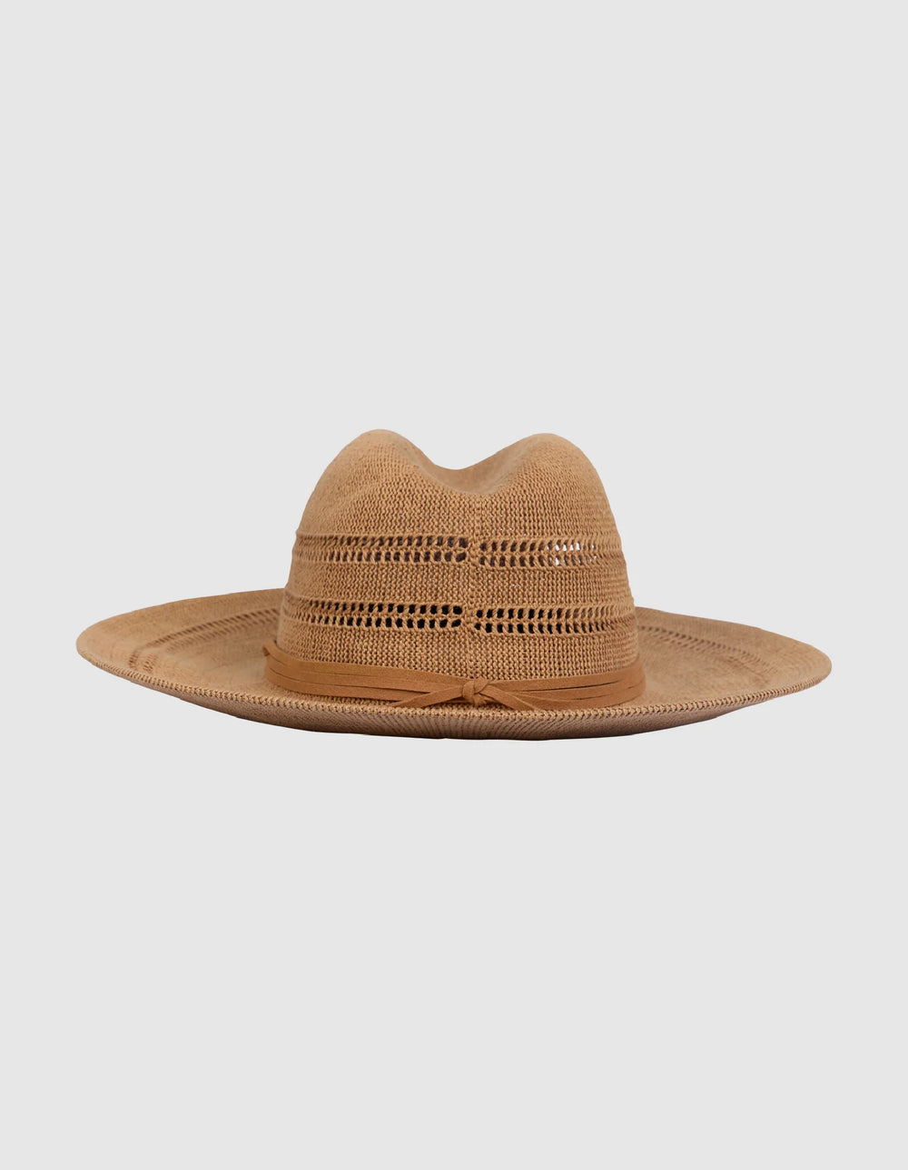 Brown straw hat on a light gray background