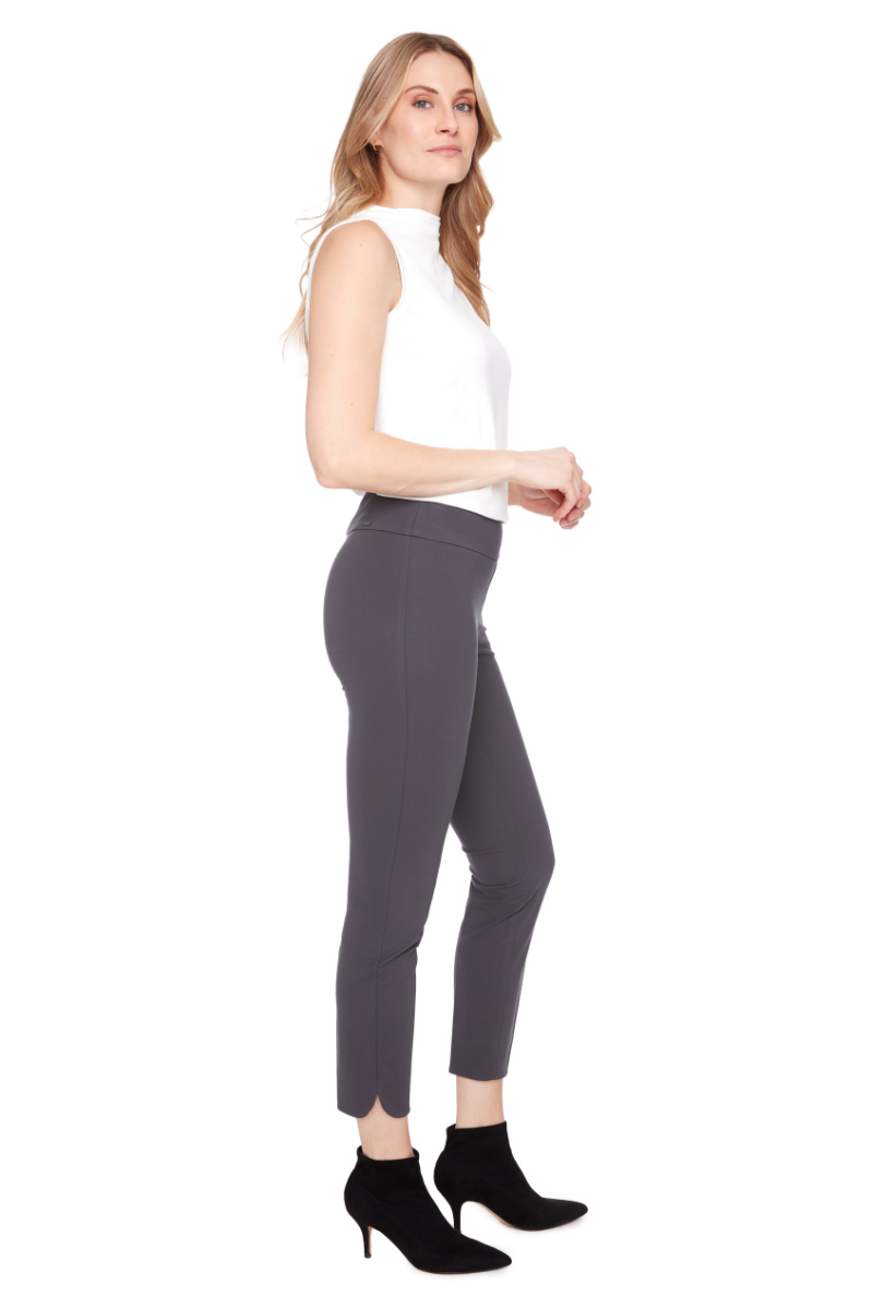 Woman wearing Up! Cool Compression Petal Slit Ankle Pant in Slate
