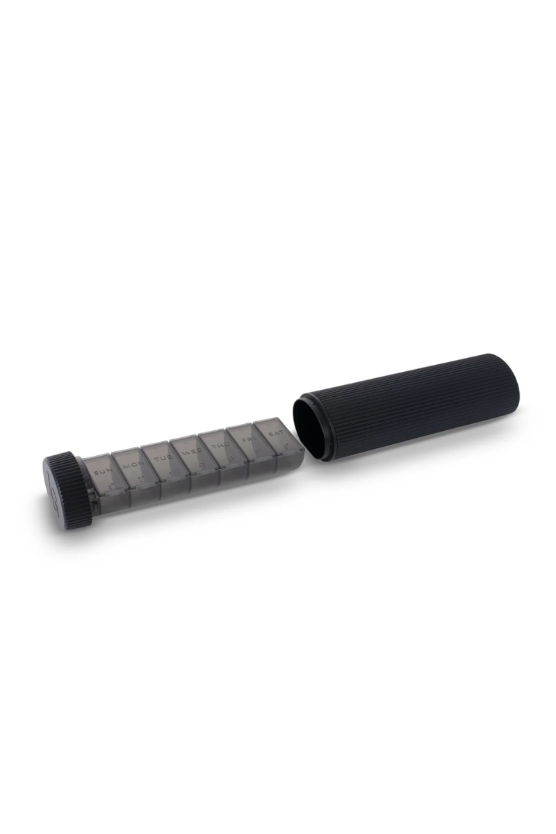 Lucia Gray Stylish Pill Box  |  Black - Wild Berry - Champagne Gold