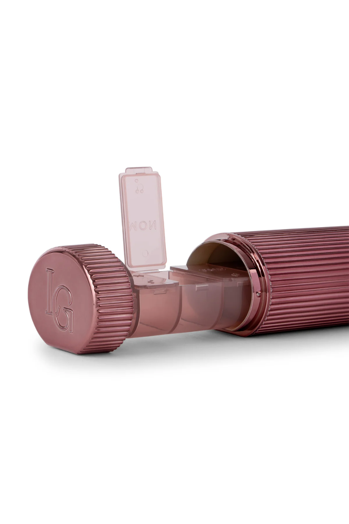 Lucia Gray Stylish Pill Box  |  Black - Wild Berry - Champagne Gold