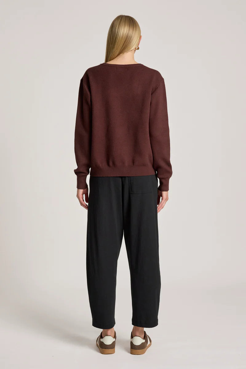 woman wearing Zala Jumper in Mahogany
