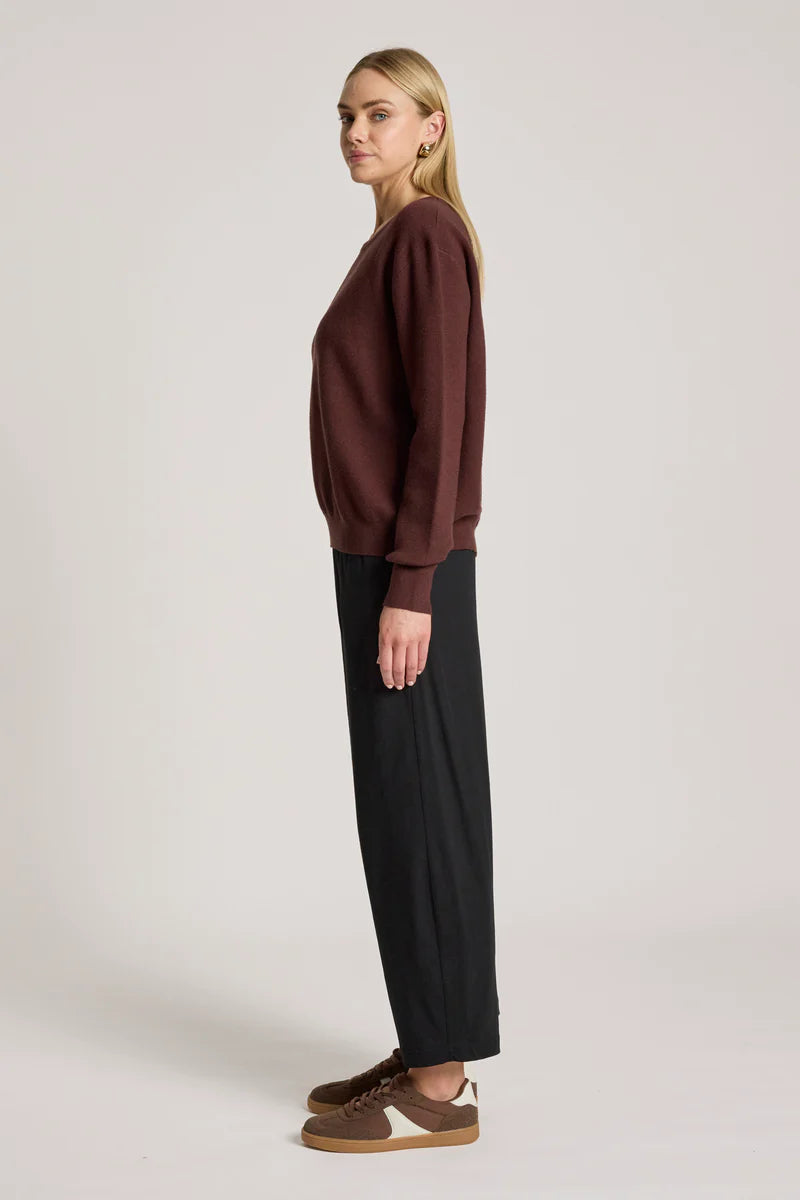 woman wearing Zala Jumper in Mahogany