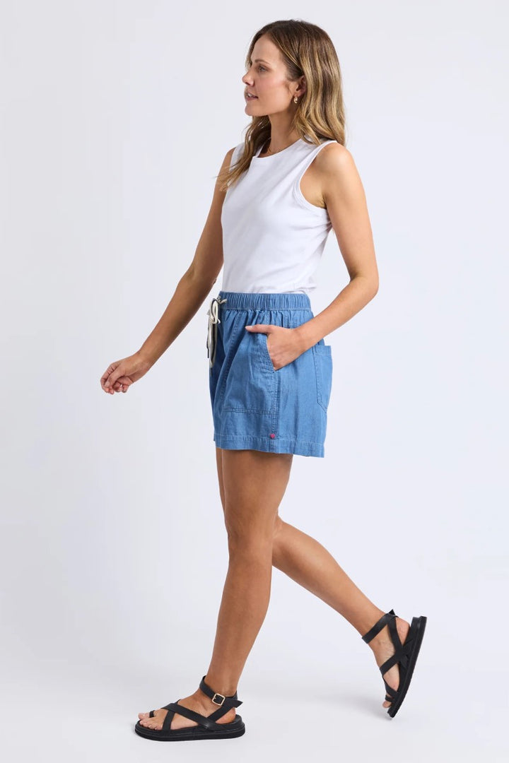 Elliot Chambray Shorts | Mid Blue