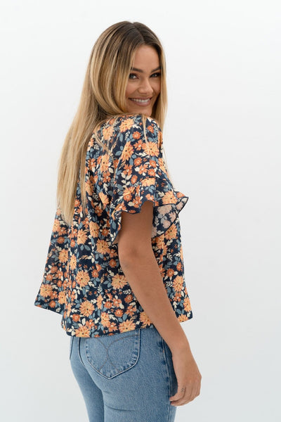 Humidity Stardust Bloom Blouse | Navy