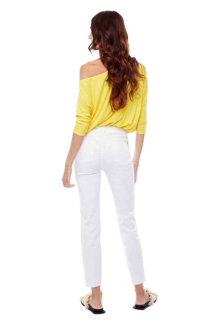 Back view of the Updated Denim Pants in white from Ivy Vibe Boutique, featuring a flattering cut and classic denim design.