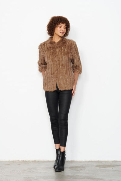 fur jacket knit sleeves JACKET caju 